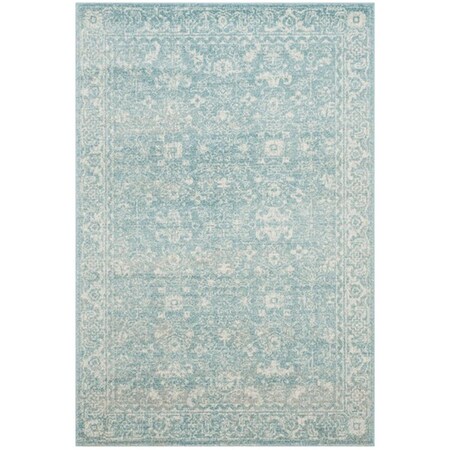 Safavieh 5 ft.-1 in. x 7 ft.-6 in. Evoke Power Loomed Medium Rectangle Area Rug Light Blue & Ivory EVK270D-5